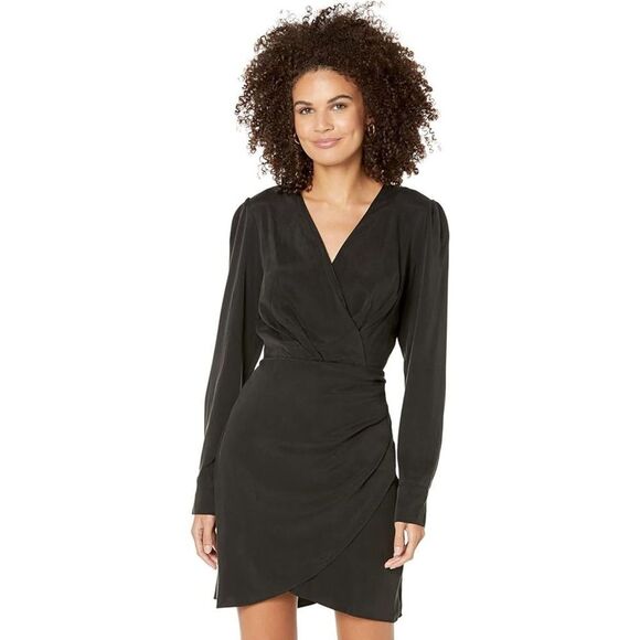 Michael Stars Dresses & Skirts - MICHAEL STARS mary surplice long sleeve faux wrap dress in black | Size S